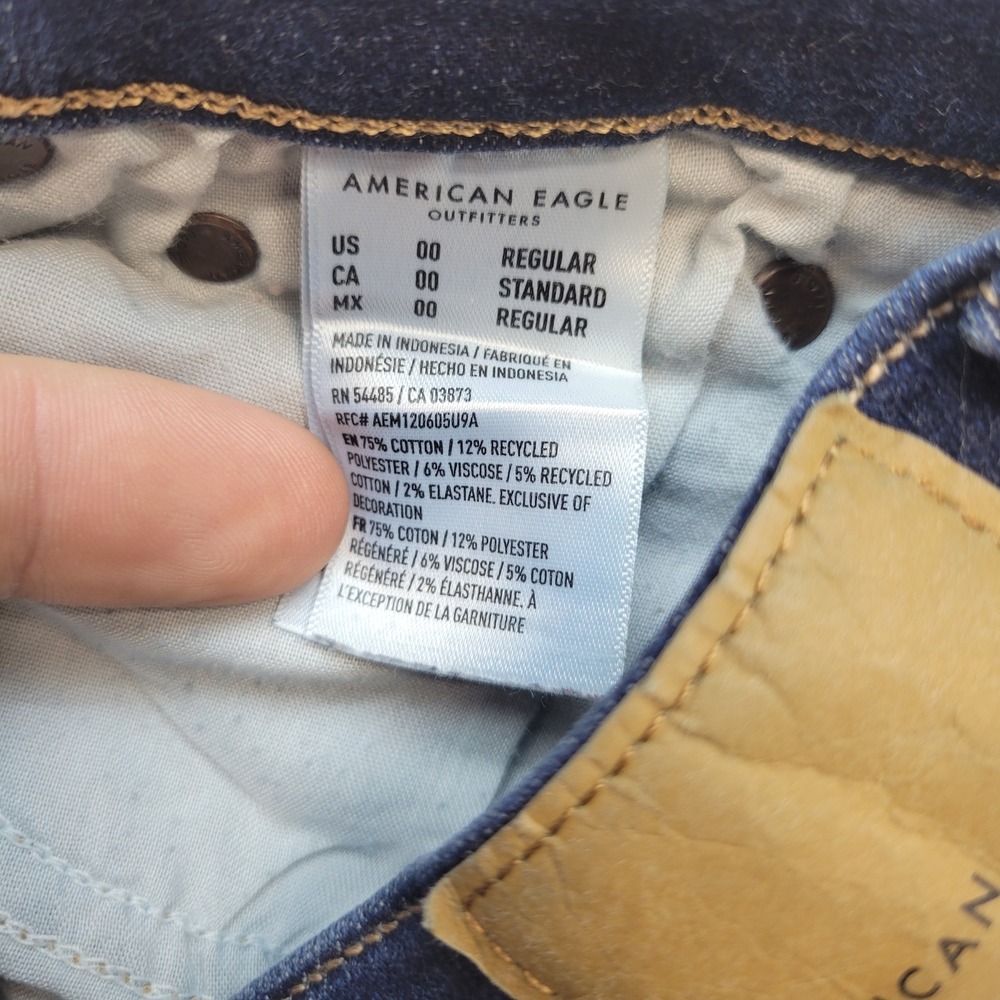 American Eagle Flare Jeans Womens 00 Super High Rise Stretch Dark Wash Denim - Picture 5 of 12